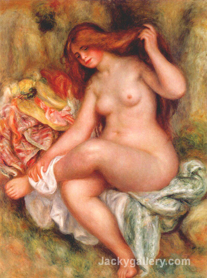 A Seating Bather by Pierre Auguste Renoir paintings reproduction